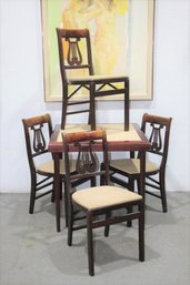 2 Of 2: Four Folding Harp Back Chairs With Matching Square  Folding Table