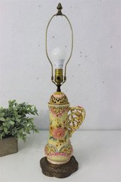 Antique Ornate Floral Pitcher Made Into A Lamp