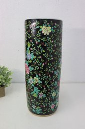 Famille Noire Satsuma Style Cylinder Vase