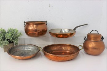 Group Lot Of Vintage Copper Pots