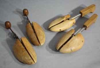 Two Pairs Of Vintage Wooden Shoe Tree Forms