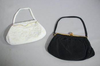 Two Vintage Black & White Beaded Bags