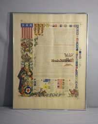 Vintage Framed Poster Celebrating Declaration Of Independence, Framed