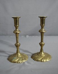 Pair Of Vintage Indian Brass Mottahedeh Designs Reproduction Candlesticks