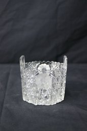 Antique Cut Glass Crystal  Daisy And Sawtooth Octagonal Basket/ice Bucket