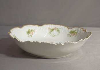 LIMOGES CHINA-  APPLE BLOSSOM GOLD TRIM, GREEN WITH PINK WHITE FLOWERS