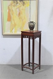 Chinese Carved Hardwood Pedestal Stand
