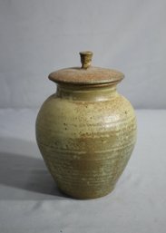 Vintage Mid-Century Stoneware Urn Jar/canister With Lid