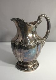 Vintage Silver-Plated Water Pitcher With Ornate Detailing  Signed