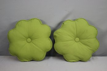 Two Flower Shaped Chartreuse Throw Pillows