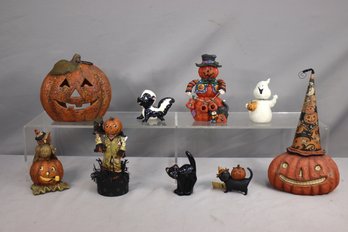 Group Lot Of 9 Mixed Maker Small Artisan-designed Halloween Figurines