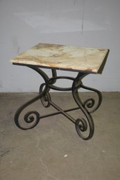 French Patisserie Table With Marble Top And Wrought Iron Base - See Photos For Condition