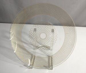 MOD OpArt Serving Platter MCM Svend Jensen Denmark Art Glass Spirograph Corona