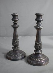 Pair Of Antique Silver Plated Candlesticks