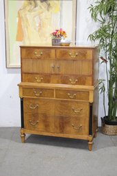 Book-matched Maple Veneer Highboy Chest Of Drawers By Albano Period Furniture