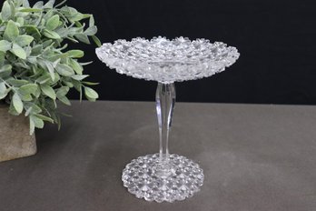 Starburst And Snowflake American Brilliant Cut Glass Pedestal Compote