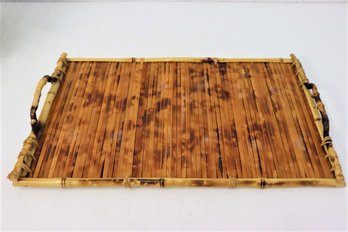 Scorched Bamboo Rod And Slat Serving Tray