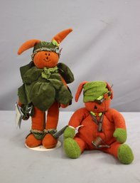 2 Bunnies By The Bay Fall Halloween Pumpkin Bunny Dolls, One With Stand