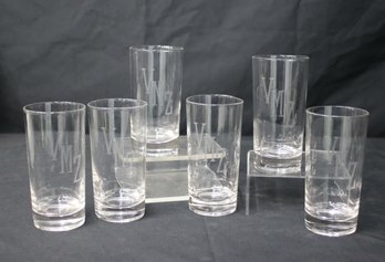 Set Of 6 Federal Glass VMZ Monogram Highball Glasses