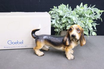 Large Goebel Porcelain Basset Hound Figurine - Hand Made In West Germany, Original Box