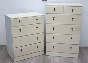 Tall Chest Of Drawers And Low Chest Of Drawers Both Painted White With Blossom Bail Pulls