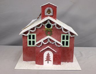 Martha Stewart For Grandin Road Christmas Glitter Schoolhouse Tabletop Decor