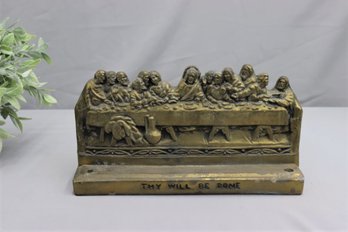 S.L. Meehan Bronze Last Supper Statuette With Secret Compartment For Holy Cross And Holy Water