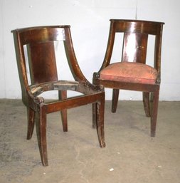 Two Mahogany French Empire  Gondola Side Chairs - See Photos For Condition