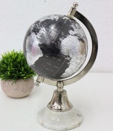 Miniature World Globe On Half Moon Swivel And Marble Base