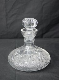 Vintage Heavy Cut Glass Crystal Ship's Decanter