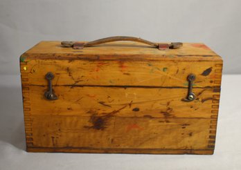 Vintage Wooden Tool Box With Handle