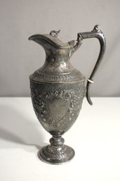 Antique Silver-Plated Ewer With Intricate Engraving And Hallmark  Trophy Style