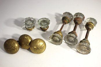 'Vintage Glass And Brass Door Knob Set  8 Piece