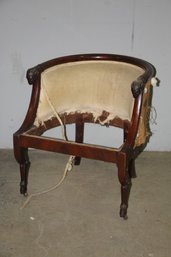 Mahogany Ram's Head Barrel Parlor Chair - See Photos For Condition
