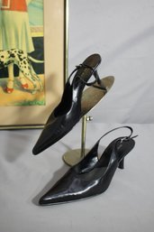 Pair Of Nine West Black Slingback Heels - Size 8.5