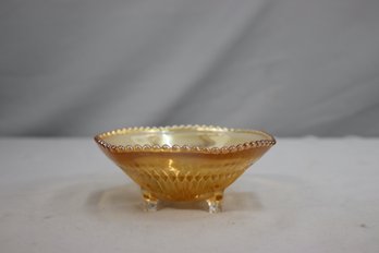 Vintage Jeanette Marigold Carnival Glass Footed Candy Dish