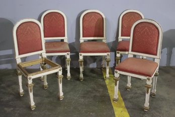 Group Lot Of 5 Vintage Dining/Side Chairs - See Photos For Condition