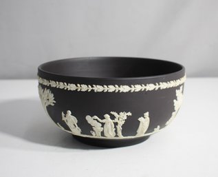 Antique Wedgwood Black Jasperware Bowl  Classical White Reliefs