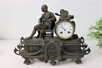 Shakespeare Figural Mantel Clock, Porcelain Dial