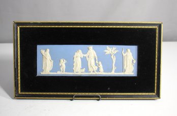 Antique Wedgwood Blue Jasperware Plaque In Gilt Frame  Classical Relief Scene