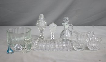 Group Lot Of Glass And Crystal Vessels, Figurines, Tabletop Objects Etc
