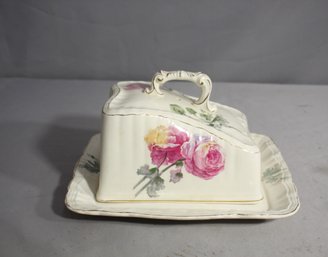 'Antique Victorian Covered Ironstone Cheese Dish - Ornate Floral Design'