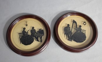 Vintage Framed Silhouettes - 'The Romantic Chord' And 'Strings Of Romance'