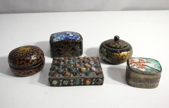 Vintage Ornamental Trinket Boxes - Set Of 5