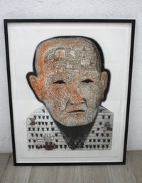 Signed 'Inquisitive Gaze' - A Captivating Mixed Media Portrait 2007