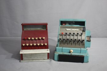 Vintage Tom Thumb Toy Cash Register - Turquois Original Paint