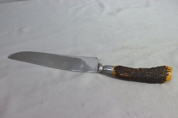 Vintage Royal Brand Cutlery Company Stag Horn Carving Knife 14'