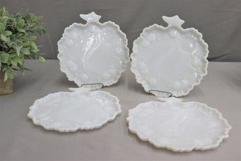 Set Of 4 Vintage Milk Glass Cabbage Head Form Dessert Plates