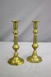Pair Of 10' Brass Taper Candlesticks