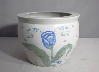 'Charming Hand-Painted Ceramic Floral Planter'